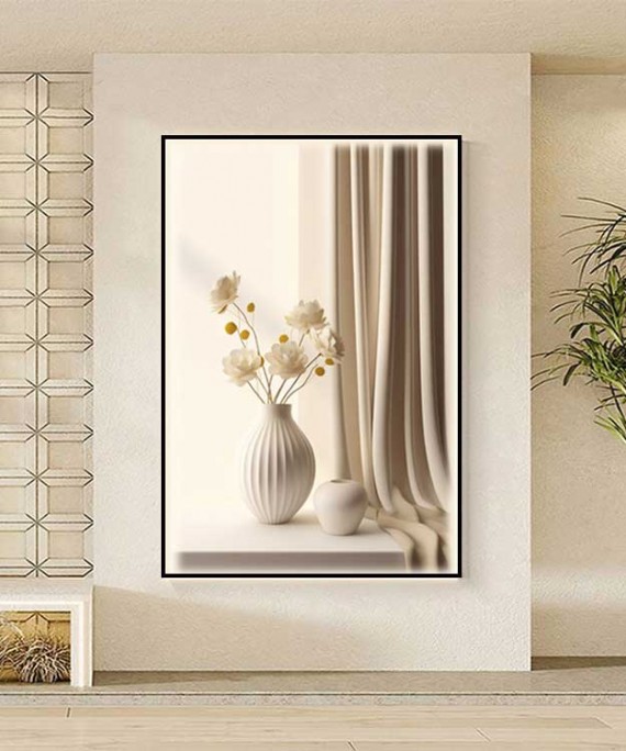 Black Frame 80*120 Cm Vase Flower Crytsall Porsalein Painting 